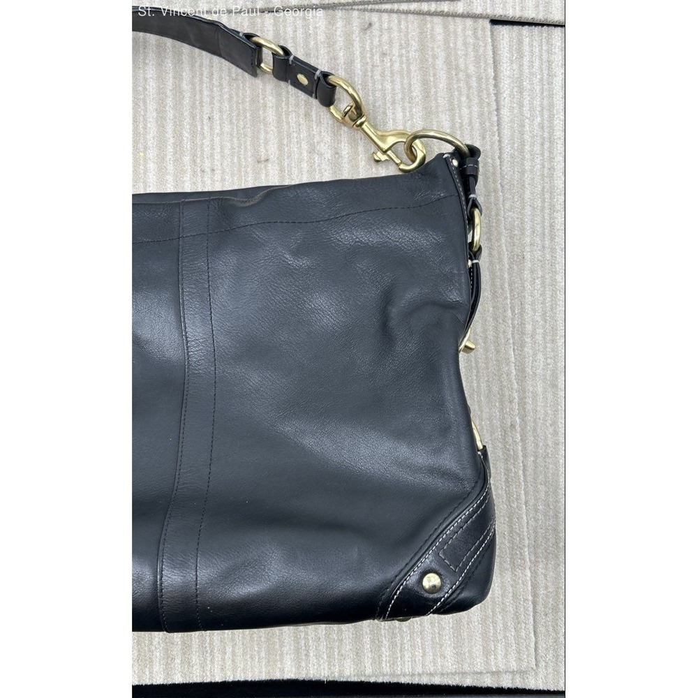Coach Carly Large Hobo Shoulder Bag Brown Full-Grain Leather buckles 10616 Y2K - Picture 2 of 12